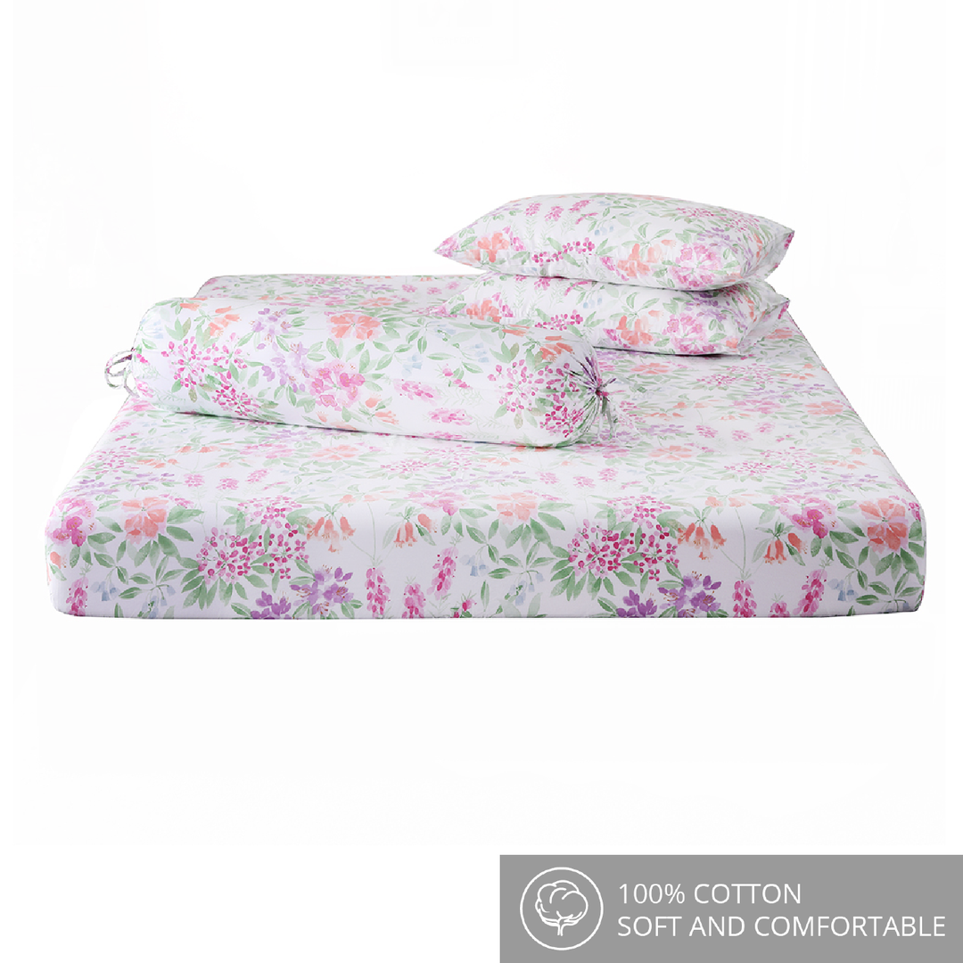 Contempo Gracie 100% Cotton Fitted Sheet Set