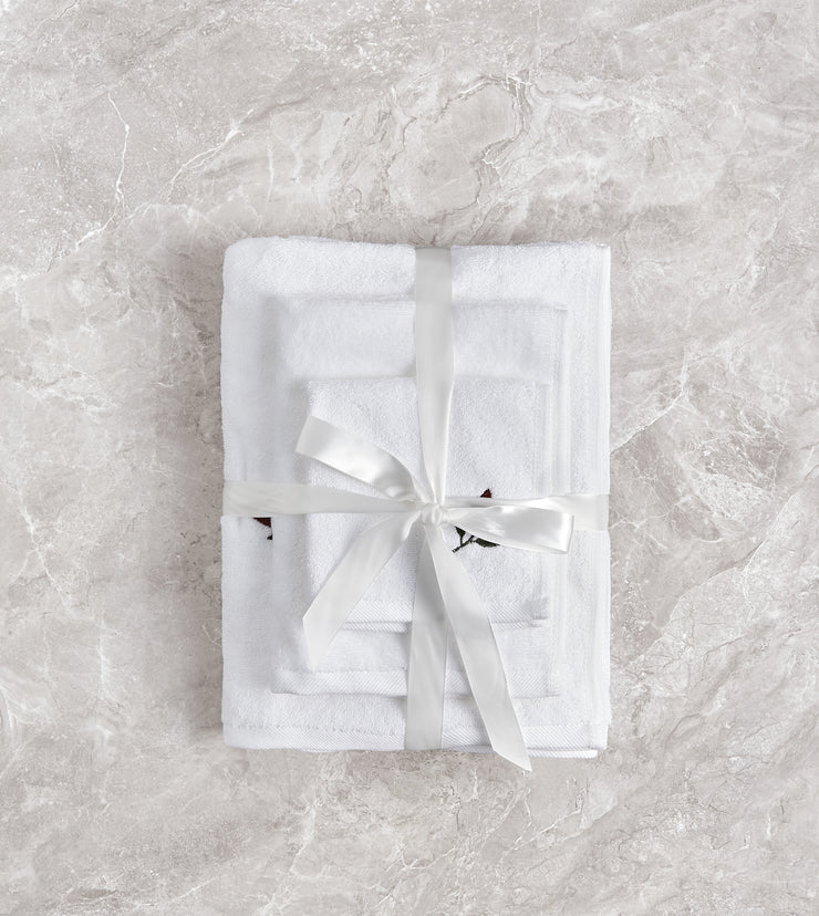 Aussino Rose Embroidery 100% Cotton 3pcs Towel Set - Aussino Malaysia
