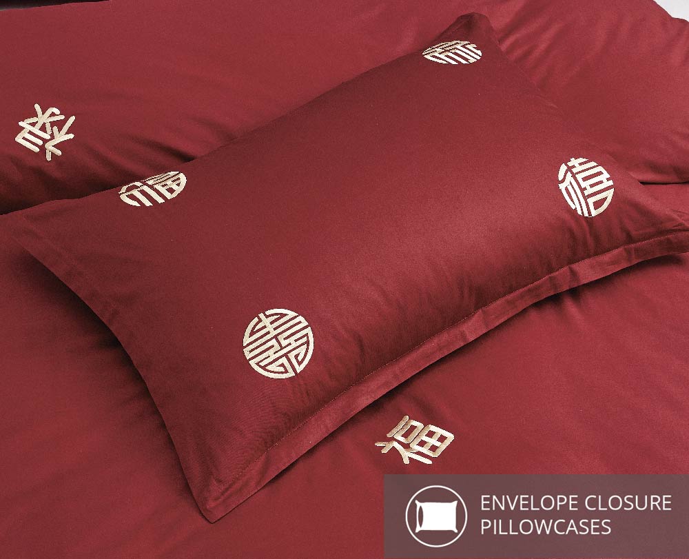 Contempo Joyluck Embroidery 100% Cotton Quilt Cover Set - Aussino Malaysia