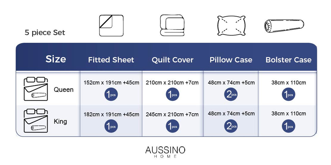 COOLING TENCEL™ Verdora Pure Luxury Sheet Set- 5pcs Set - Aussino Malaysia