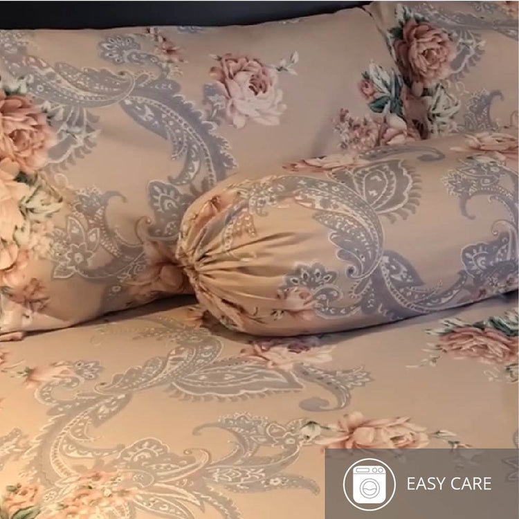 (Set of 2) Aussino Retro 100% Microfiber Floral Bedsheet Fitted Sheet Set (2 Sets - KING Size ) with Free Towel - Aussino Malaysia