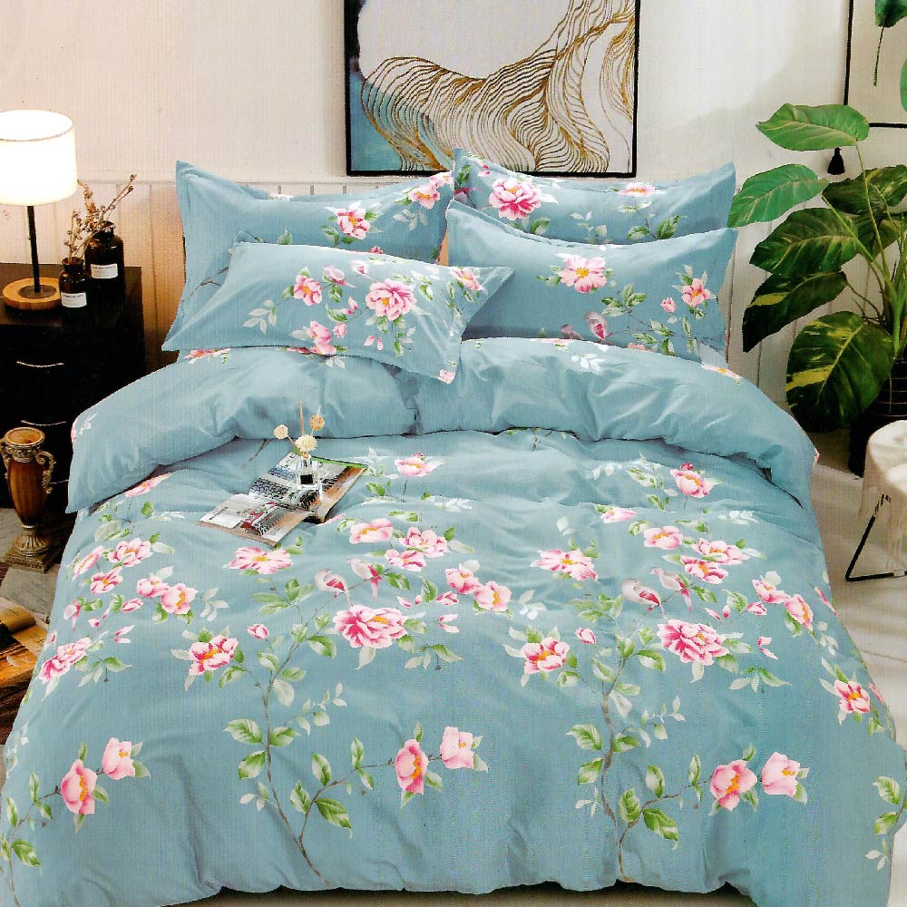 (Set of 2) Aussino Retro 100% Microfiber Floral Bedsheet Fitted Sheet Set (2 Sets - QUEEN/KING Size ) with Free Microfiber Towels - Aussino Malaysia