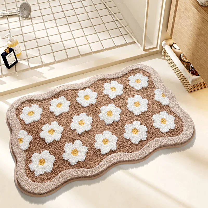 Small fresh bathroom absorbent floor mat imitation cashmere household bathroom entrance non-slip quick-drying carpet floor mat