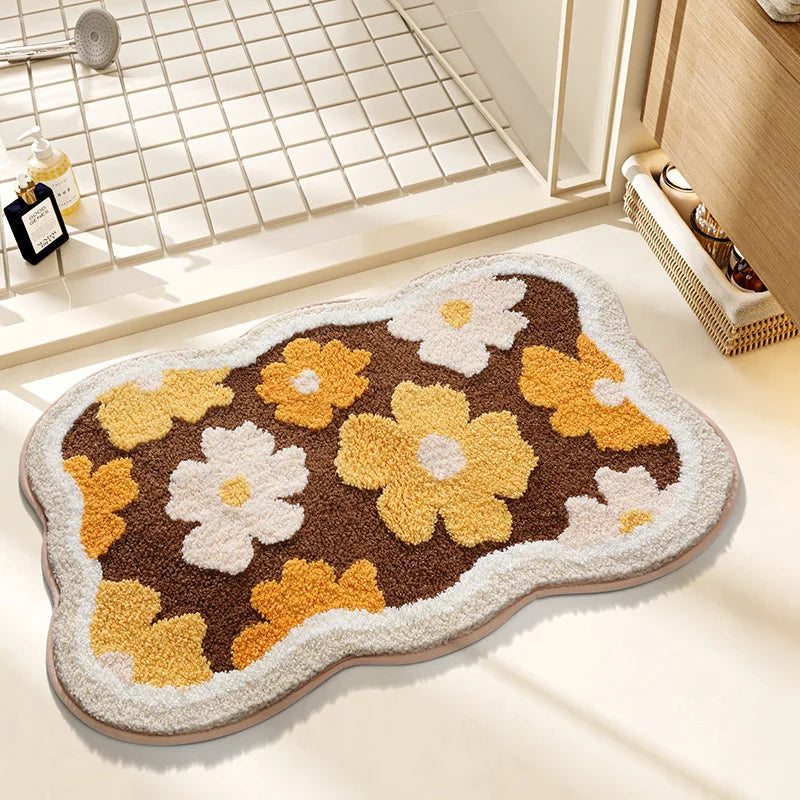 Small fresh bathroom absorbent floor mat imitation cashmere household bathroom entrance non-slip quick-drying carpet floor mat