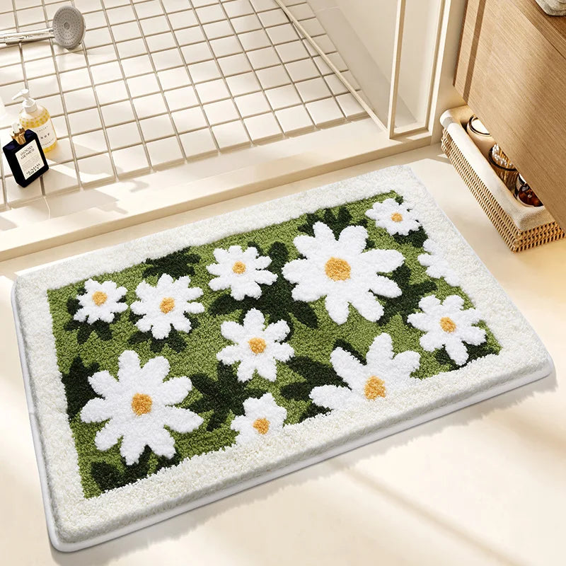Small fresh bathroom absorbent floor mat imitation cashmere household bathroom entrance non-slip quick-drying carpet floor mat