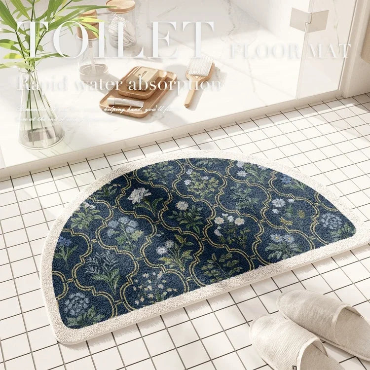 Fresh American Floral Plush Doormat Entrance Hall Bathroom Soft Comfort Plush Rug Home Decorative Rug