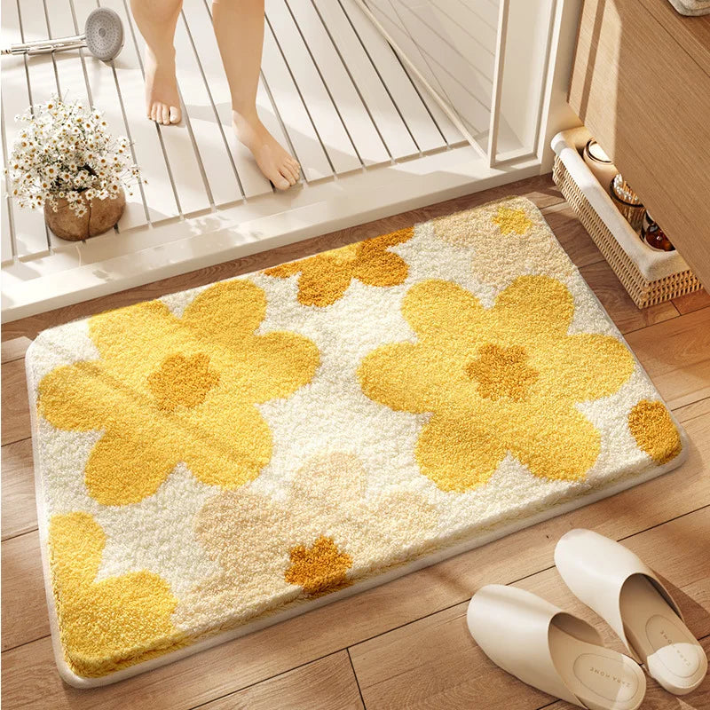Small fresh bathroom absorbent floor mat imitation cashmere household bathroom entrance non-slip quick-drying carpet floor mat