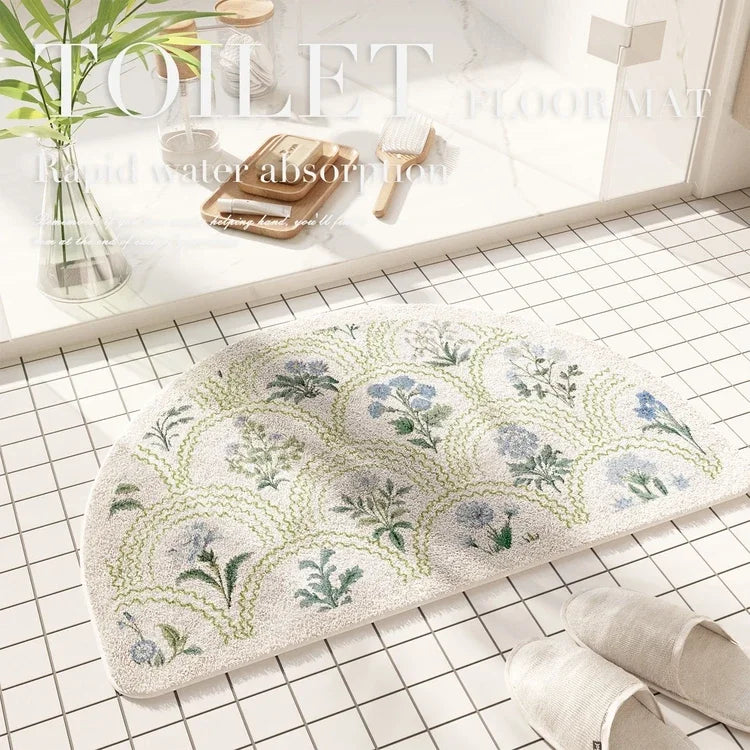 Fresh American Floral Plush Doormat Entrance Hall Bathroom Soft Comfort Plush Rug Home Decorative Rug