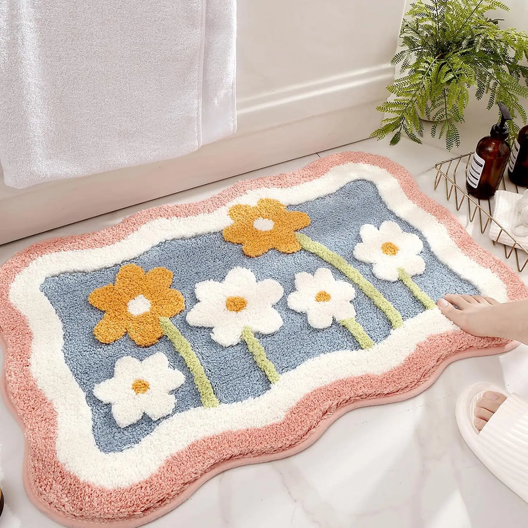 Bath Mat Non Slip Soft Faux Wool Rug Quick Dry Dirt Resistant Bathroom Carpet for Shower Tub Toilet Home Floor Mat