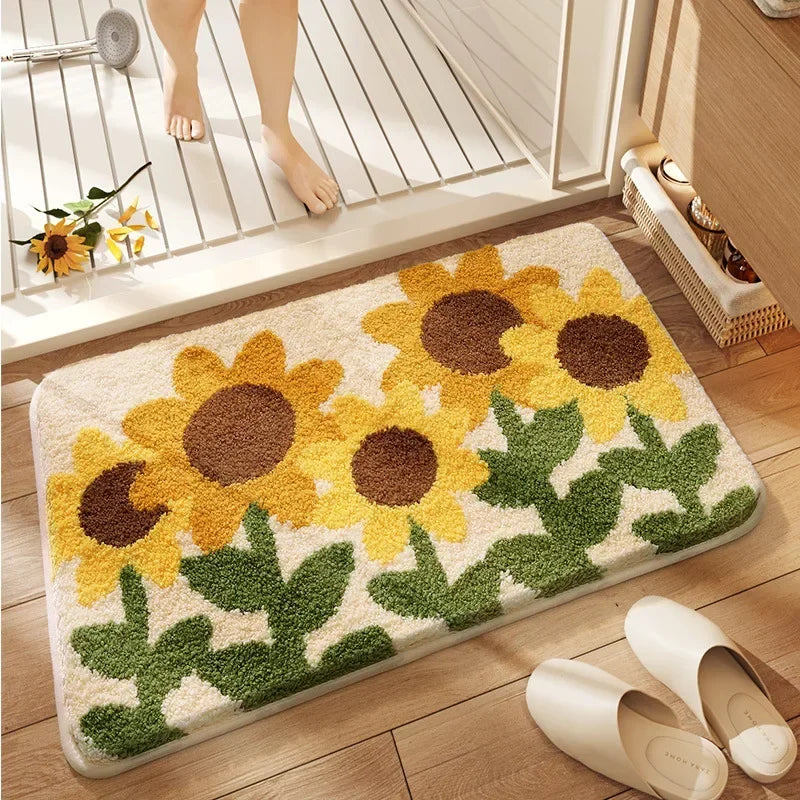 Small fresh bathroom absorbent floor mat imitation cashmere household bathroom entrance non-slip quick-drying carpet floor mat