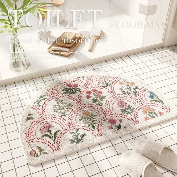 Fresh American Floral Plush Doormat Entrance Hall Bathroom Soft Comfort Plush Rug Home Decorative Rug