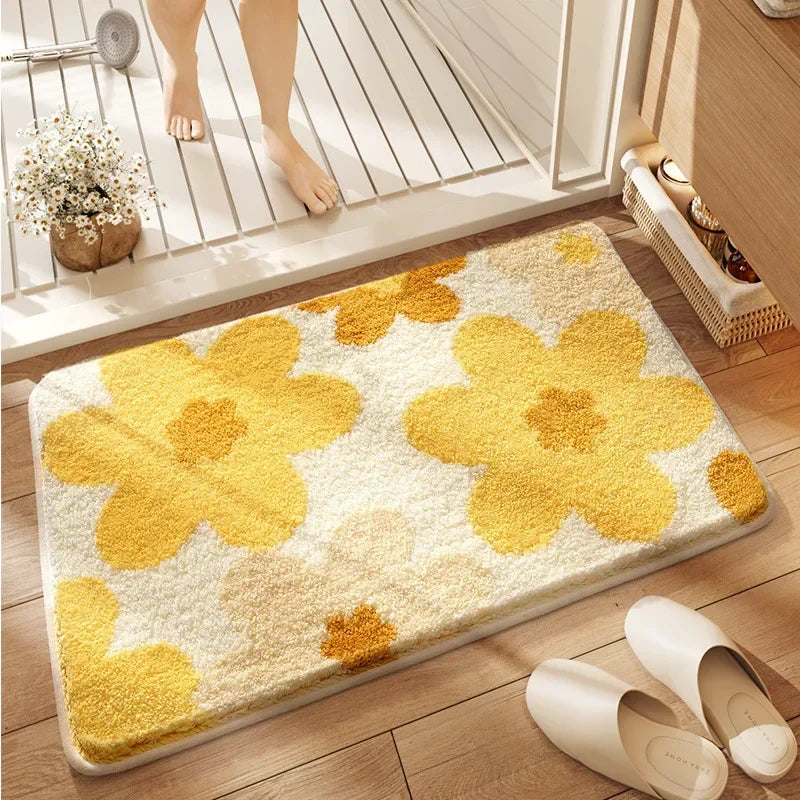 Small fresh bathroom absorbent floor mat imitation cashmere household bathroom entrance non-slip quick-drying carpet floor mat