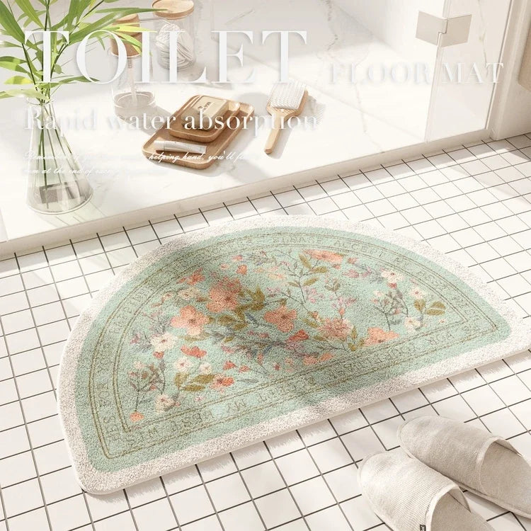 Fresh American Floral Plush Doormat Entrance Hall Bathroom Soft Comfort Plush Rug Home Decorative Rug