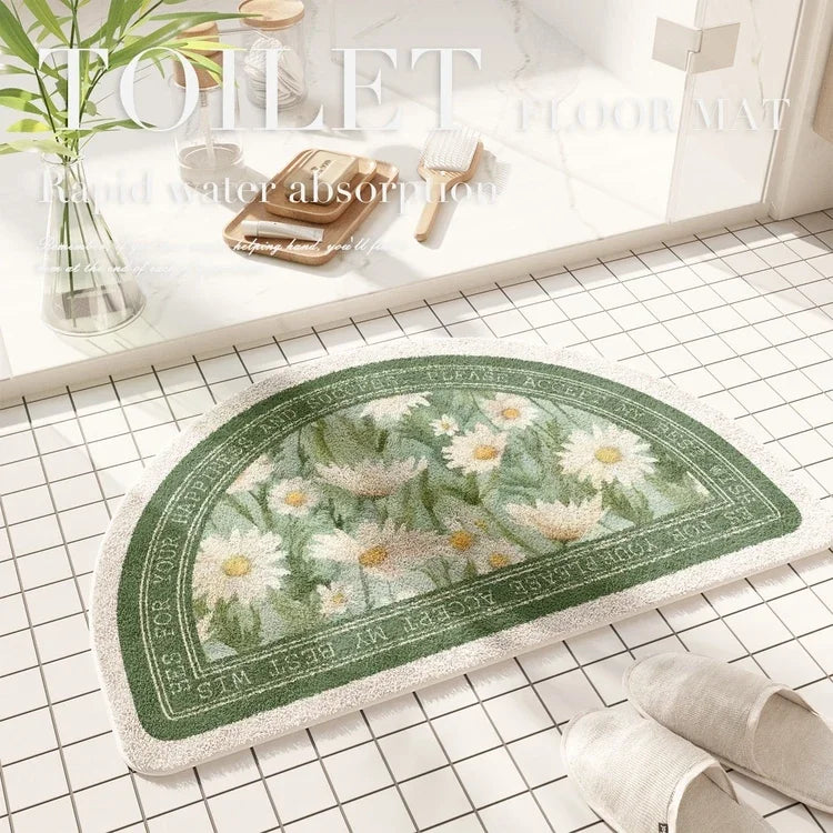 Fresh American Floral Plush Doormat Entrance Hall Bathroom Soft Comfort Plush Rug Home Decorative Rug