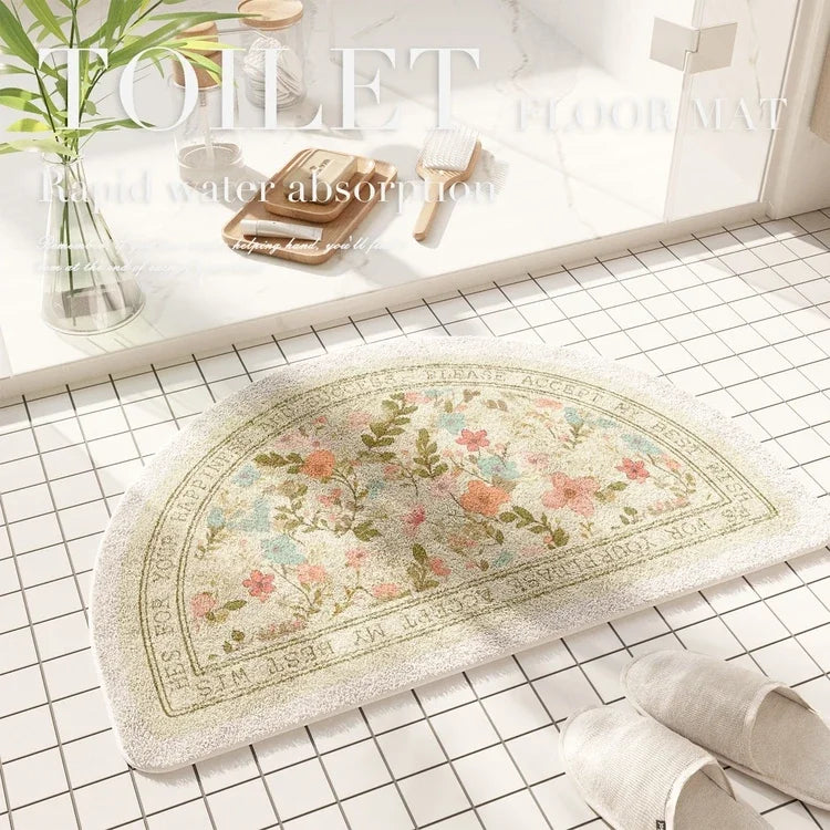 Fresh American Floral Plush Doormat Entrance Hall Bathroom Soft Comfort Plush Rug Home Decorative Rug