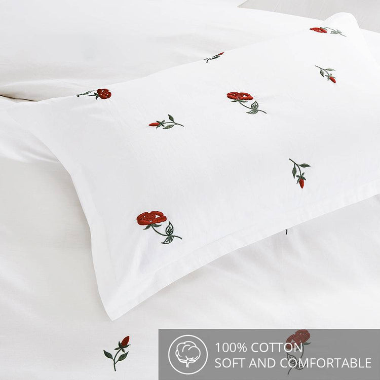 Contempo Rose Embroidery 100% Cotton Quilt Cover Set - Aussino Malaysia